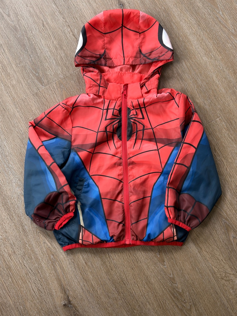 H&M Red and Blue Spider-Web Hooded Kids Jacket